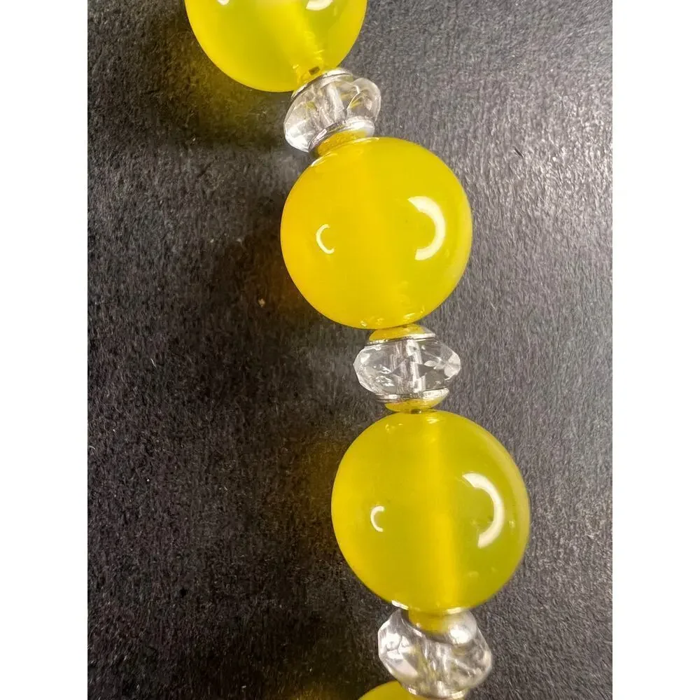 NEW Yellow chalcedony and quartz Sterling silver necklace